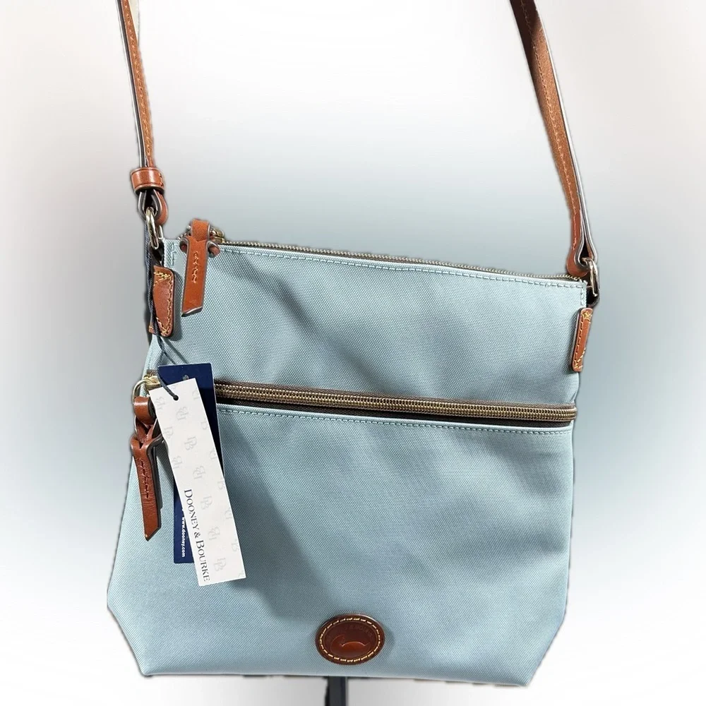 Dooney & Bourke Authentic Nylon Double Zip Crossbody Shoulder Bag Light … - Picture 6 of 10